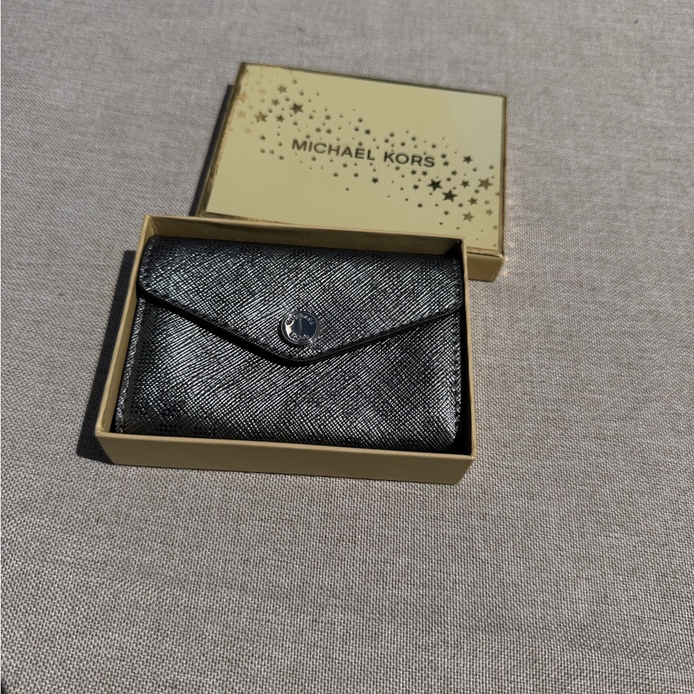 Michael Kors Gunmetal Metallic Saffiano leather wallet